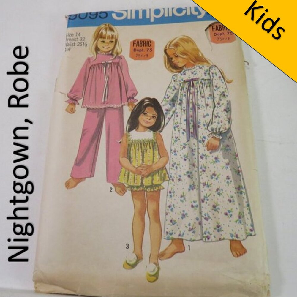 simplicity 9095 sewing pattern nightgown, shirt, pants, shorts